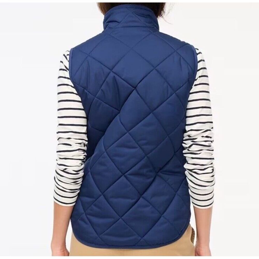 NEW J. CREW Vest‎ Women XS Quilted Full Zip Snap Pockets BU262 Blue - Picture 15 of 15